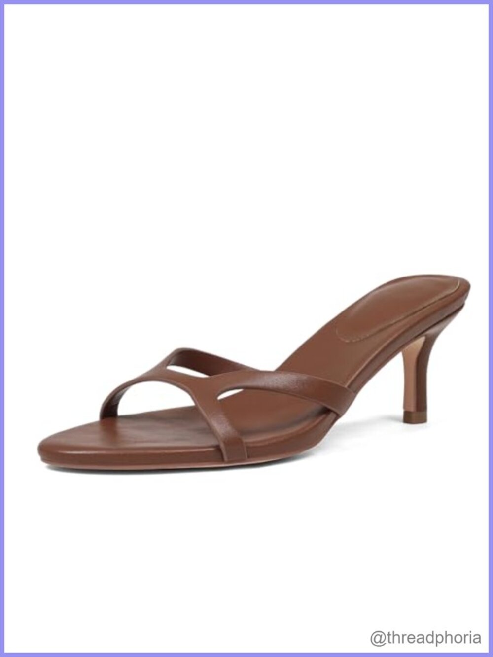 Women's Faux Leather Kitten Heel Sandals Cutout Open Toe Slip On